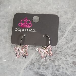 Paparazzi Pink Sparkle Butterfly Earrings